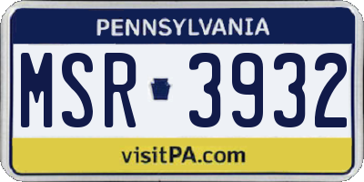 PA license plate MSR3932