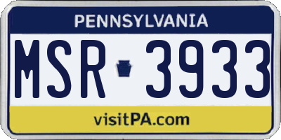 PA license plate MSR3933