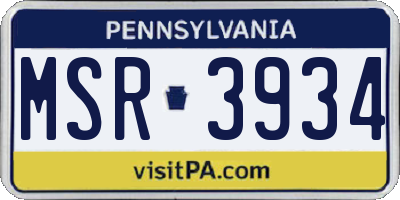 PA license plate MSR3934