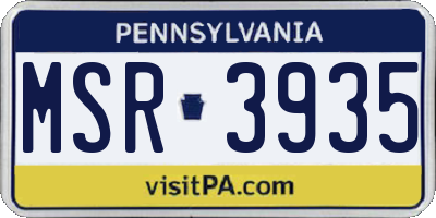 PA license plate MSR3935
