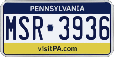 PA license plate MSR3936