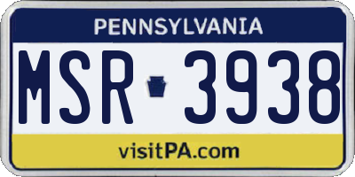PA license plate MSR3938