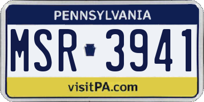 PA license plate MSR3941