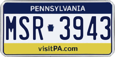 PA license plate MSR3943