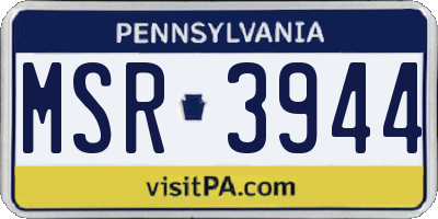 PA license plate MSR3944
