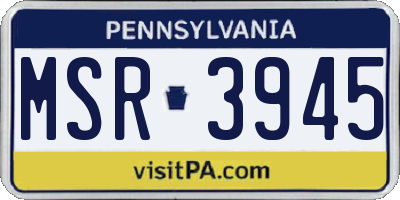 PA license plate MSR3945