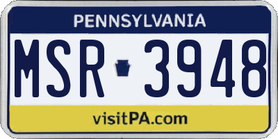 PA license plate MSR3948