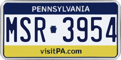 PA license plate MSR3954