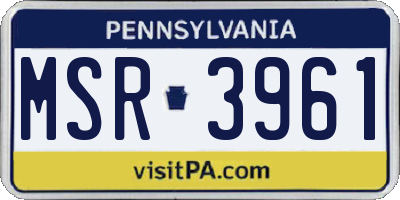 PA license plate MSR3961