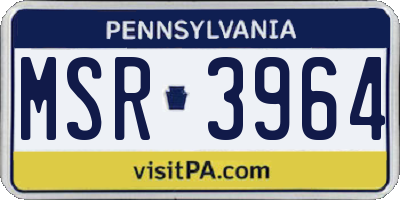 PA license plate MSR3964