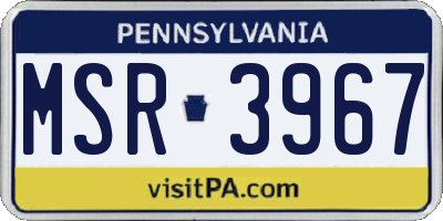 PA license plate MSR3967