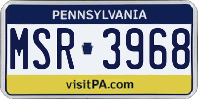 PA license plate MSR3968