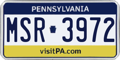 PA license plate MSR3972