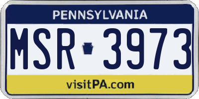 PA license plate MSR3973