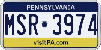 PA license plate MSR3974
