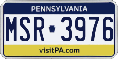 PA license plate MSR3976
