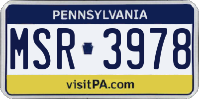 PA license plate MSR3978