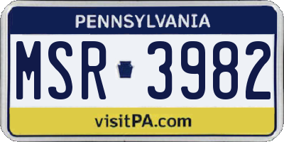 PA license plate MSR3982