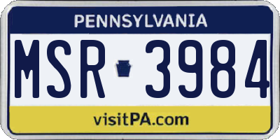 PA license plate MSR3984
