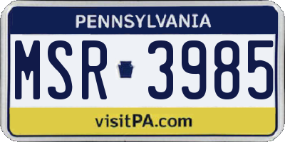 PA license plate MSR3985