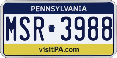 PA license plate MSR3988