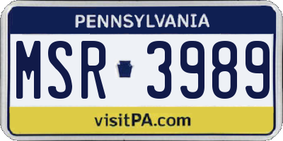 PA license plate MSR3989