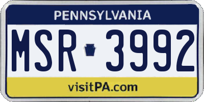 PA license plate MSR3992