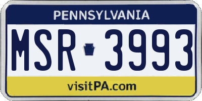 PA license plate MSR3993