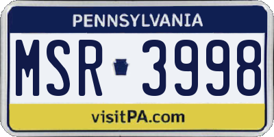 PA license plate MSR3998
