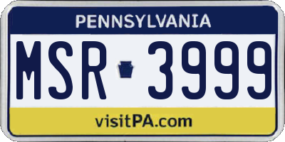 PA license plate MSR3999