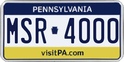 PA license plate MSR4000