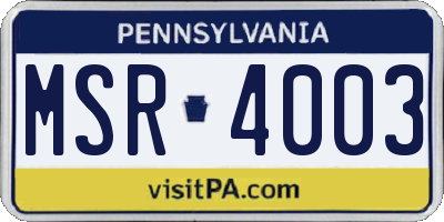 PA license plate MSR4003