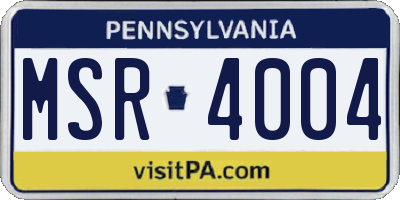 PA license plate MSR4004