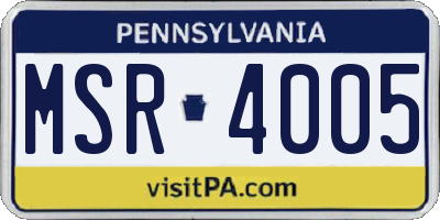 PA license plate MSR4005