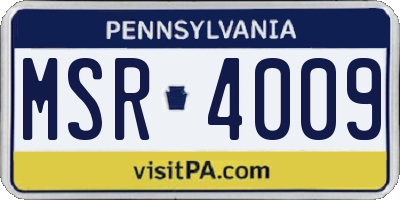 PA license plate MSR4009