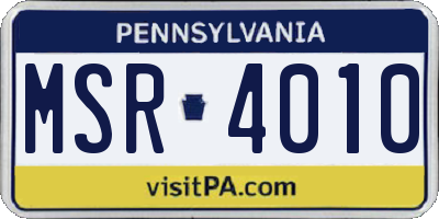 PA license plate MSR4010