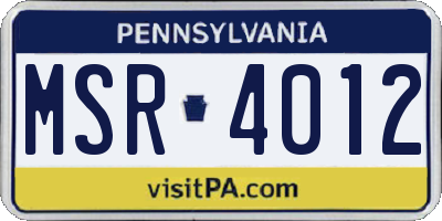 PA license plate MSR4012
