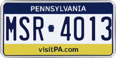 PA license plate MSR4013