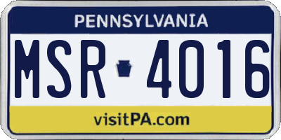 PA license plate MSR4016