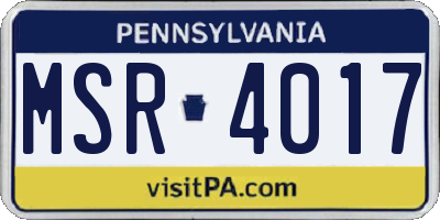PA license plate MSR4017