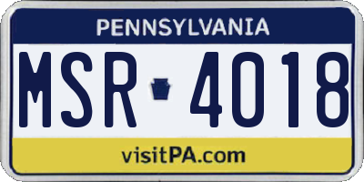 PA license plate MSR4018