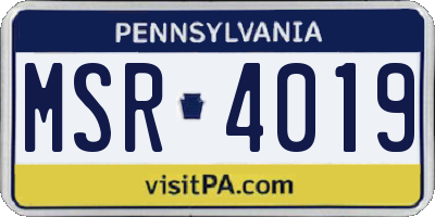 PA license plate MSR4019