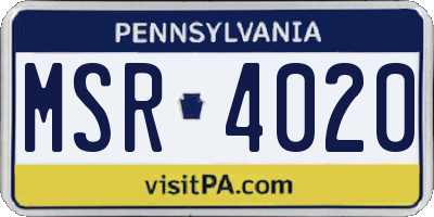 PA license plate MSR4020