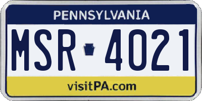 PA license plate MSR4021