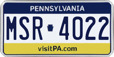PA license plate MSR4022