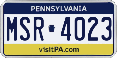 PA license plate MSR4023