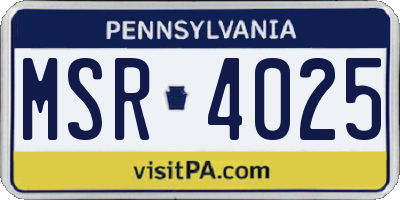 PA license plate MSR4025