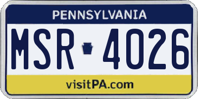 PA license plate MSR4026