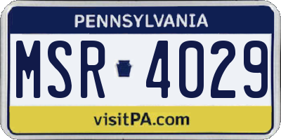 PA license plate MSR4029