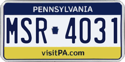 PA license plate MSR4031